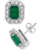 Effy Emerald (1-9/10 Ct. T.w.) & Diamond (1/5 Ct. T.w.) Earrings In 14k White Gold