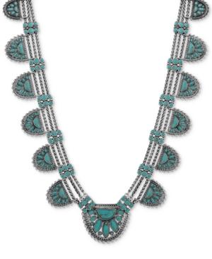 Lucky Brand Silver-tone Blue Stone Statement Necklace