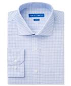Vince Camuto Men's Slim-fit Navy White Windowpane Dobby Dress Shirt