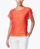 Alfred Dunner Petite Pineapple Burnout Top