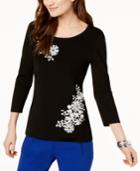 I.n.c. Floral-applique Embellished Top, Created For Macy's