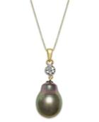 Baroque Tahitian Pearl (12 Mm) And Diamond Accent Pendant Necklace In 14k Gold