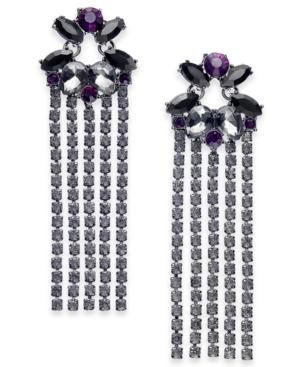 I.n.c. Hematite-tone Crystal Fringe Drop Earrings, Created For Macy's