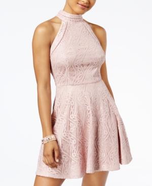 B Darlin Juniors' Mock-neck A-line Dress