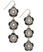 I.n.c. Gold-tone Crystal & Stone Flower Linear Drop Earrings, Created For Macy's