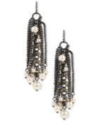 Inc International Concepts Hematite-tone Imitation Pearl Fringe Drop Earrings, Only At Macy's