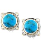 Turquesa By Effy Manufactured Turquoise Stud Earrings (8-3/8 Ct. T.w.) In Sterling Silver And 18k Gold