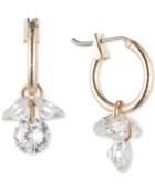 Lonna & Lilly Gold-tone Cubic Zirconia Hoop With Drop Earrings