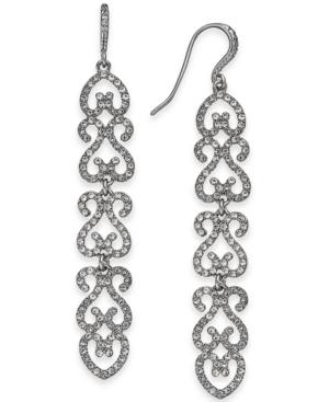 I.n.c. Silver-tone Pave Openwork Linear Drop Earrings, Created For Macy's