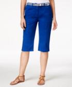 Karen Scott Twill Belted Skimmer Shorts, Only At Macy's