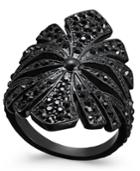 Inc International Concepts Jet-tone Pave Floral Statement Ring, Only At Macy's