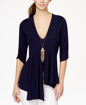 Bcx Juniors' Asymmetrical-hem Top With Necklace
