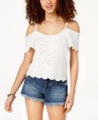 American Rag Juniors' Embroidered Cold-shoulder Top, Created For Macy's