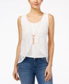 Bcx Juniors' Front-split Lace Necklace Top