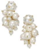 Kate Spade New York Gold-tone Pave & Imitation Pearl Cluster Drop Earrings
