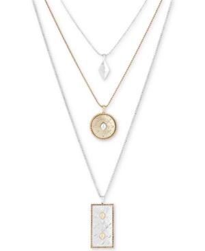 Lucky Brand Two-tone Patterned Layer Pendant Necklace, 15-1/2 + 2 Extender