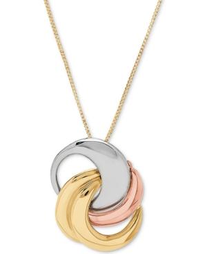 Tricolor Interlocking Circle 18 Pendant Necklace In 10k Gold, White Gold & Rose Gold