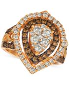 Le Vian Chocolate & Nude Diamond Cluster Halo Ring (1-9/10 Ct. T.w.) In 14k Rose Gold