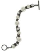 Givenchy Hematite-tone Imitation Pearl And Crystal Toggle Bracelet