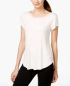 Alfani Petite Satin-trim High-low Tee, Only At Macy's