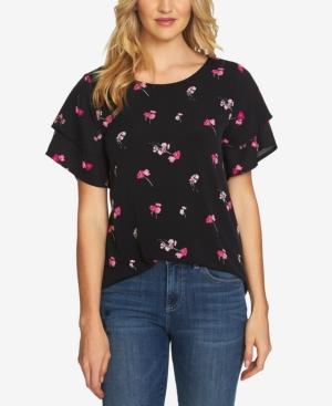 Cece Tiered Flutter-sleeve Top