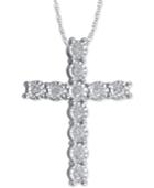 Diamond Cross Pendant Necklace (1/4 Ct. T.w.) In Sterling Silver