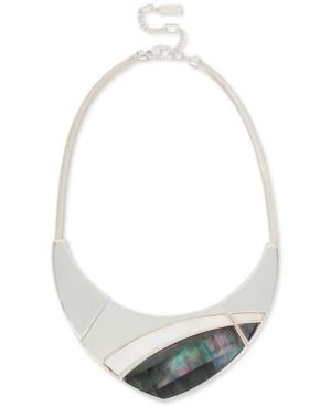 Kenneth Cole New York Silver-tone Black Mother-of-pearl Statement Necklace