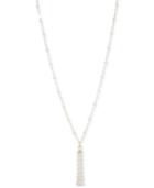 Anne Klein Gold-tone Pave Imitation Pearl Tassel Necklace