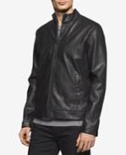 Calvin Klein Men's Faux-leather Perforated Bomber Jacket