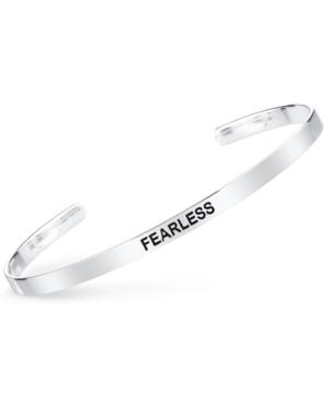 Unwritten Fearless Engraved Cuff Bracelet In Sterling Silver