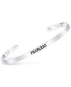 Unwritten Fearless Engraved Cuff Bracelet In Sterling Silver