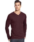 Alfani Black Big And Tall Ribbed Textureblocked V-neck T-shirt, Only At Macy's