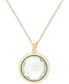 Victoria Townsend Green Quartz Bezel Pendant Necklace (18 Ct. T.w.) In 18k Gold-plated Sterling Silver