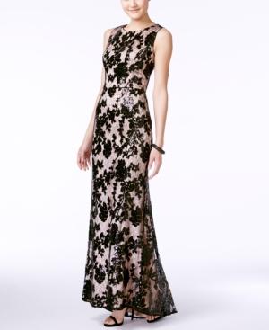 Vince Camuto Sequined Floral Lace Gown