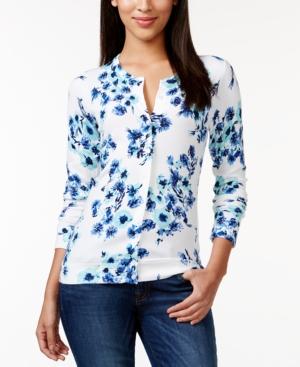 Charter Club Button-down Floral-print Cardigan, Only At Macy's
