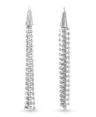 Catherine Malandrino Women's White Rhinestone Chain Tassel Style Silver-tone Dangle Earrings