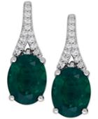 Lab-created Emerald (3-1/5 Ct. T.w.) And White Sapphire (1/8 Ct. T.w.) Drop Earrings In Sterling Silver