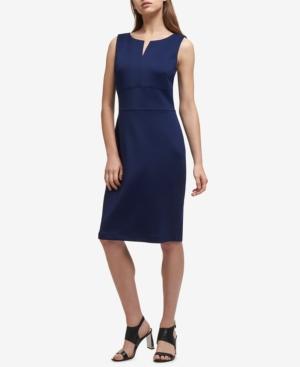 Dkny Split-neck Scuba Sheath Dress, Created For Macy's
