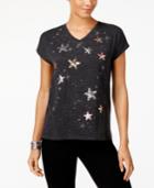 Style & Co Embellished Star-print T-shirt, Created For Macy's