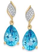 Blue Topaz (4-1/2 Ct. T.w.) And Diamond Accent Drop Earrings In 10k Gold