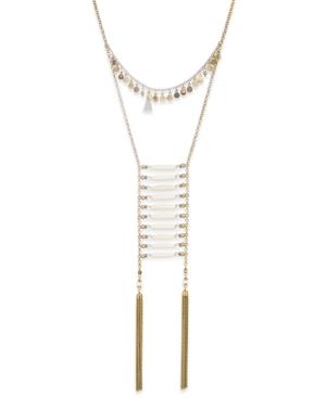 Gold-tone Ladder Pendant Necklace