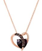 Le Vian Raspberry Rhodolite (2 Ct. T.w.), Smoky Quartz (1/10 Ct. T.w.) And Diamond Accent Heart Necklace In 14k Rose Gold