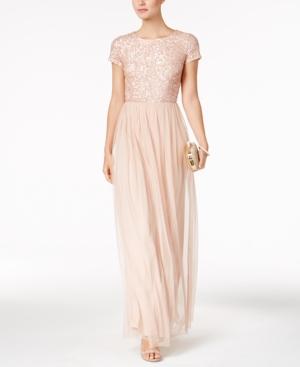 Adrianna Papell Sequined Tulle A-line Gown