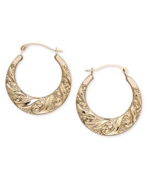 10k Gold Scroll Hoop Earrings