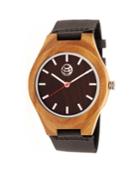 Earth Wood Aztec Leather-band Watch Brown 43mm