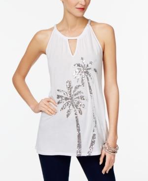 Inc International Concepts Petite Sequined Halter Top, Only At Macy's