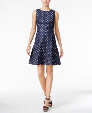 Tommy Hilfiger Belted Denim Fit & Flare Dress