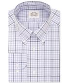 Eagle Men's Non-iron Classic-fit Flex Collar Lilac Check Dress Shirt