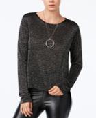 Bar Iii Cropped Metallic Knit Top, Only At Macy's