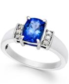 Tanzanite (1-3/4 Ct. T.w.) And Diamond (1/10 Ct. T.w.) Ring In 14k White Gold